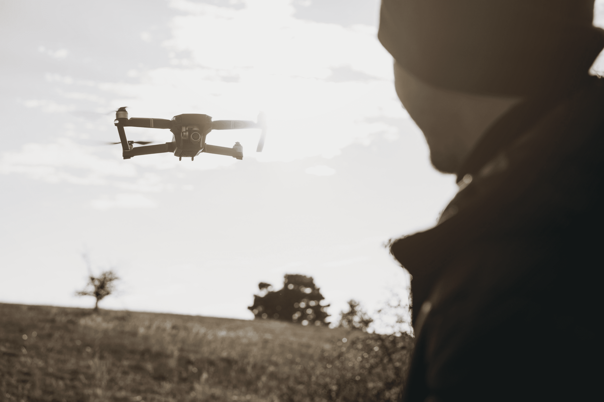 a man flying a drone for aerial videography